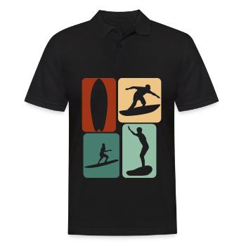Surfer Retro Surfing Surfboard - Men's Polo Shirt - black - Front - Kai (181cm)