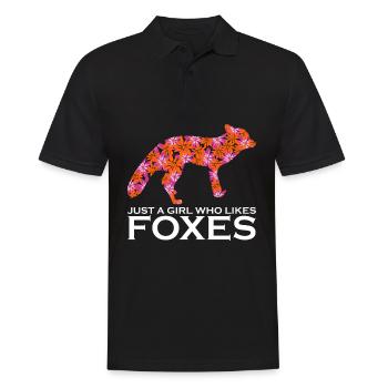 Fuchs mit Blumen - Männer Poloshirt - Schwarz - Vorne - Kai (181cm)