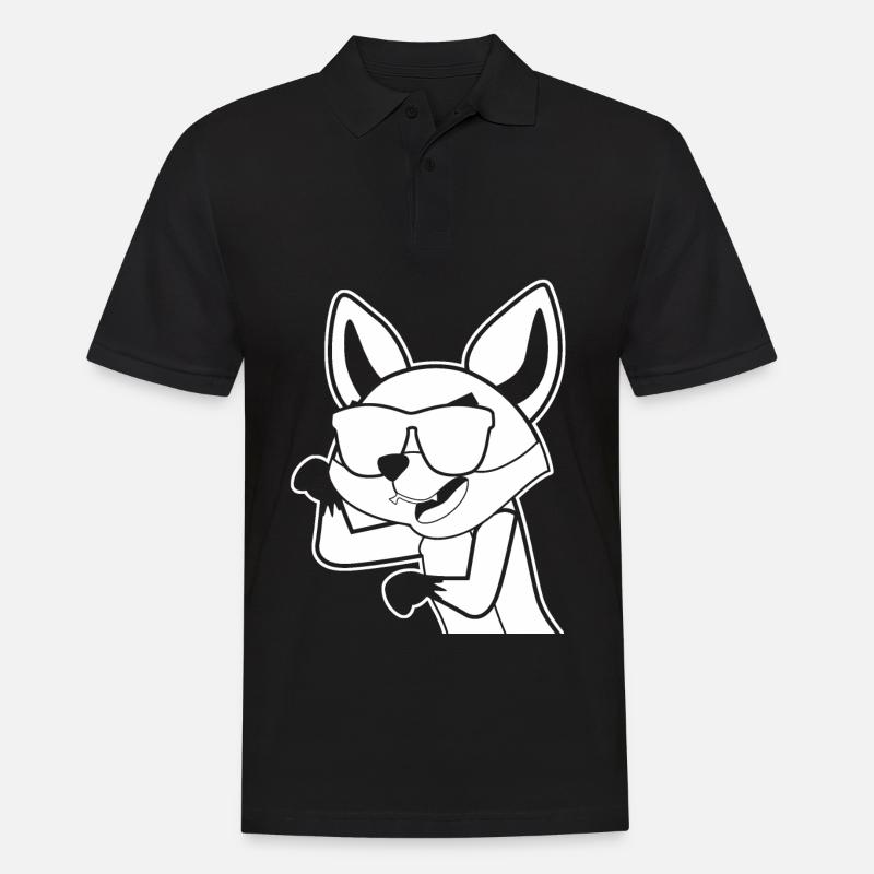 Fuchs mit Sonnenbrille - Männer Poloshirt - Schwarz