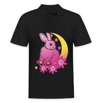 Rabbit Moon Stars Rabbit - Men's Polo Shirt - black - Front - Kai (181cm)