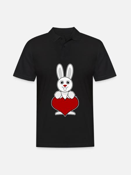 Rabbit Heart Rabbits - Men's Polo Shirt - black