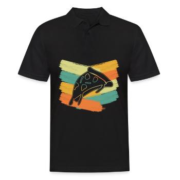 Pizza retro Pizzaria Pizzabäcker - Männer Poloshirt - Schwarz - Vorne - Kai (181cm)