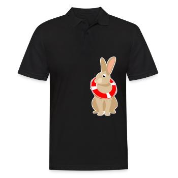 Rabbit with lifebuoy - Men's Polo Shirt - black - Front - Kai (181cm)