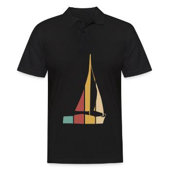 Segeln Segler Retro Segelboot - Männer Poloshirt - Schwarz - Vorne - Kai (181cm)