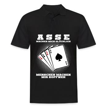 Poker Pokerspieler Pokerkarten - Männer Poloshirt - Schwarz - Vorne - Kai (181cm)