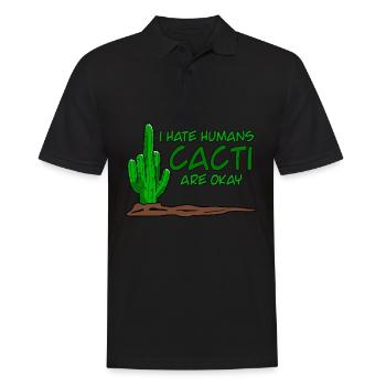 Kaktus Mittelfinger Kakteen - Männer Poloshirt - Schwarz - Vorne - Kai (181cm)