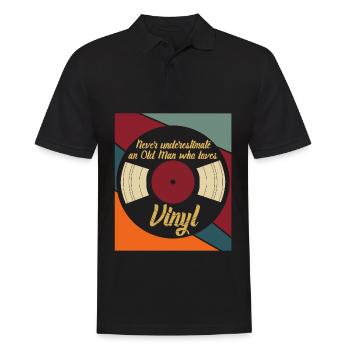 Vinyl Retro Vintage Record - Men's Polo Shirt - black - Front - Kai (181cm)