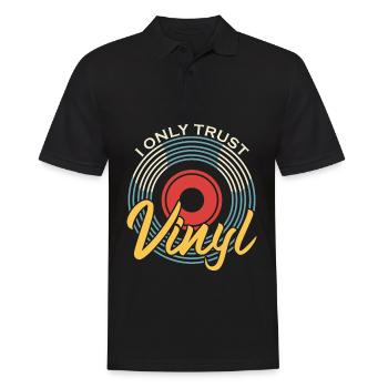 Je ne fais confiance qu’au disque vinyle vintage - Polo Homme - noir - Devant - Kai (181cm)