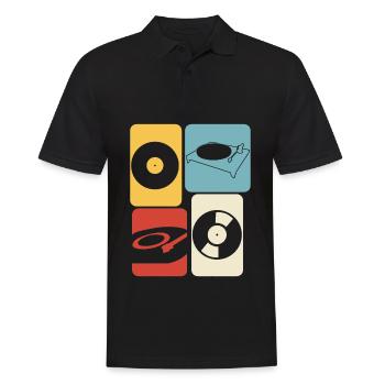 Schallplatte Retro Plattenspieler - Männer Poloshirt - Schwarz - Vorne - Kai (181cm)