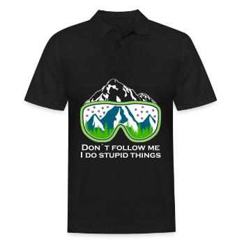 Ski Snowboard Ski Goggles Mountains - Men's Polo Shirt - black - Front - Kai (181cm)