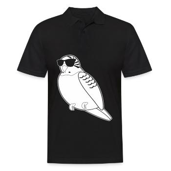 Budgerigar avec lunettes de soleil - Polo Homme - noir - Devant - Kai (181cm)