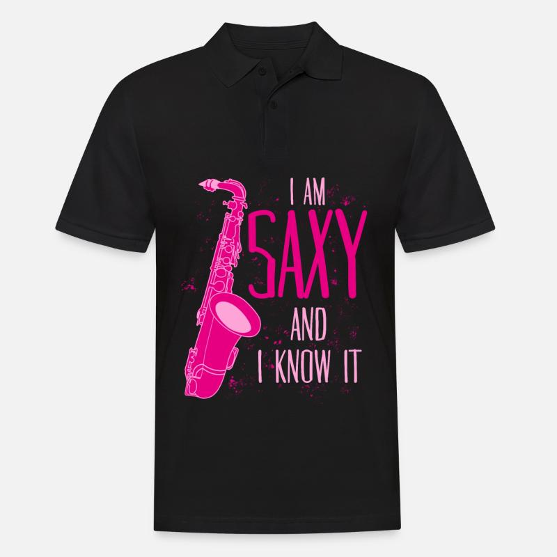 Saxophon Witz Saxy Jazz Saxophone - Männer Poloshirt - Schwarz