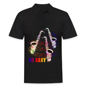 Saxophoniste Jazz Saxophones Saxy - Polo Homme - noir - Devant - Kai (181cm)
