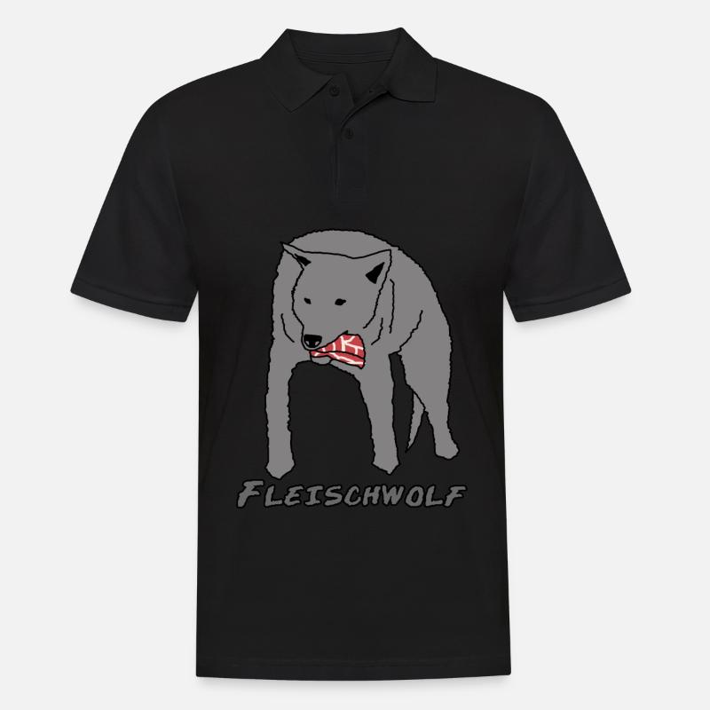 Wolf Grillen BBQ Steak Fleisch - Männer Poloshirt - Schwarz
