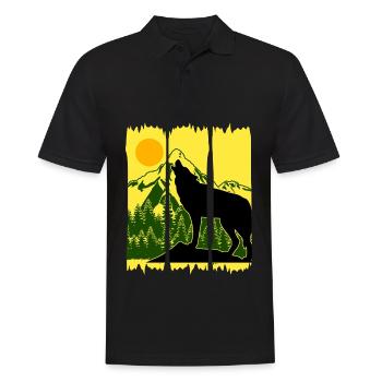 Wolf Natur Wandern Berge Wald - Männer Poloshirt - Schwarz - Vorne - Kai (181cm)