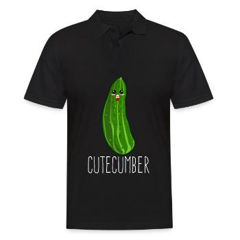 Niedliche Gurke Cutecumber Gurken - Männer Poloshirt - Schwarz - Vorne - Kai (181cm)