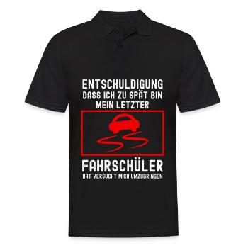 Fahrlehrer Witz Fahrschule - Männer Poloshirt - Schwarz - Vorne - Kai (181cm)