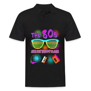 80s 1980 Disco Party 80s - Men's Polo Shirt - black - Front - Kai (181cm)