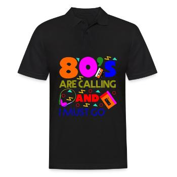 80s 1980 Party Disco Vintage 80s - Men's Polo Shirt - black - Front - Kai (181cm)