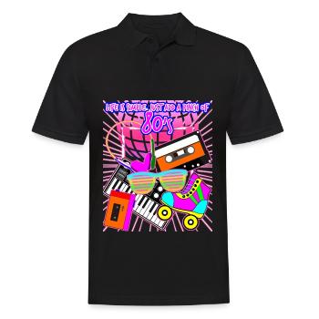 Années 80 Soirée Disco Années 80 - Polo Homme - noir - Devant - Kai (181cm)