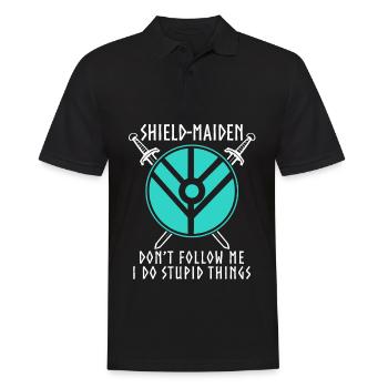 Schildmaid lustig Wikinger - Männer Poloshirt - Schwarz - Vorne - Kai (181cm)