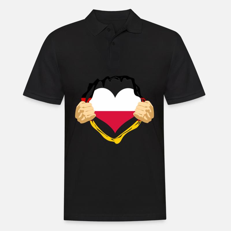 Polen Herz Polnisch Deutsch - Männer Poloshirt - Schwarz