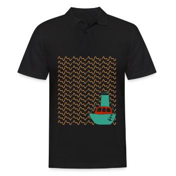Synthesizer Boot Synth Synthesizers - Männer Poloshirt - Schwarz - Vorne - Kai (181cm)