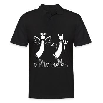 Engelchen Kostüm Bengelchen Bengel Engel - Männer Poloshirt - Schwarz - Vorne - Kai (181cm)