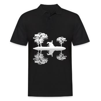 Reining Reiter Spiegelung Westernreiten - Männer Poloshirt - Schwarz - Vorne - Kai (181cm)