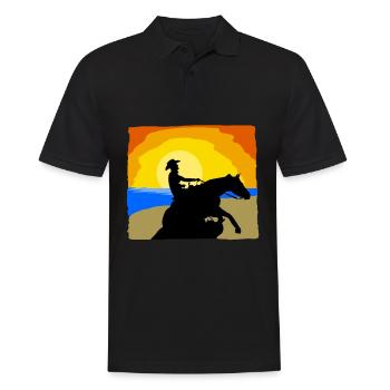 Reining Équitation Plage Western Riding - Polo Homme - noir - Devant - Kai (181cm)