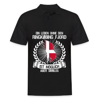 Urlaub in Dänemark am Ringkøbing - Männer Poloshirt - Schwarz - Vorne - Kai (181cm)