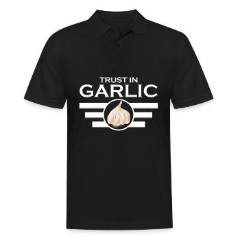 Trust in Garlic - Männer Poloshirt - Schwarz - Vorne - Kai (181cm)