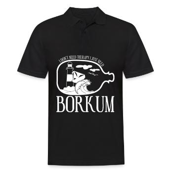 Borkum Therapy - Männer Poloshirt - Schwarz - Vorne - Kai (181cm)
