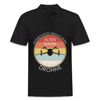 Drohne Quadrocopter Drohnenpilot - Männer Poloshirt - Schwarz - Vorne - Kai (181cm)