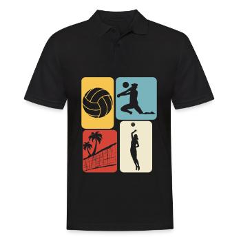 Joueur de volleyball de plage rétro volleyball - Polo Homme - noir - Devant - Kai (181cm)