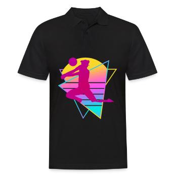 Beach Volleyball retro - Männer Poloshirt - Schwarz - Vorne - Kai (181cm)