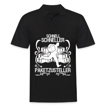 Paketzusteller Paketbote Paketdienst - Männer Poloshirt - Schwarz - Vorne - Kai (181cm)