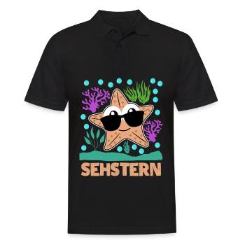 Seestern Sehstern Witz Sonnenbrille - Männer Poloshirt - Schwarz - Vorne - Kai (181cm)