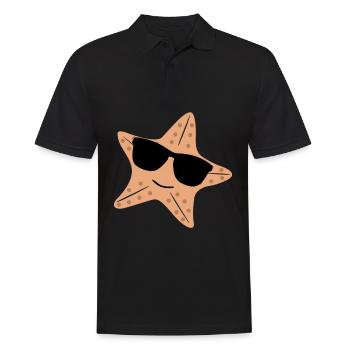 Seestern mit Sonnenbrille Seesterne - Männer Poloshirt - Schwarz - Vorne - Kai (181cm)