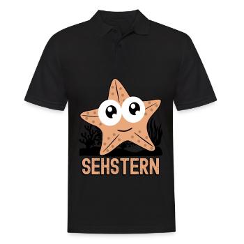 Seestern Sehstern Seesterne - Männer Poloshirt - Schwarz - Vorne - Kai (181cm)