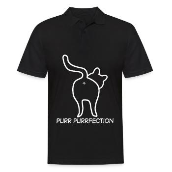 Cat Saying Cat - Men's Polo Shirt - black - Front - Kai (181cm)