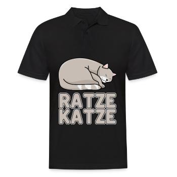 Hauskatze Müde Schlafende Ratze Katze - Männer Poloshirt - Schwarz - Vorne - Kai (181cm)