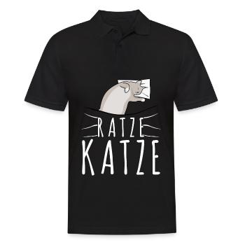 Hauskatze Schlafen Müde Ratze Katze - Männer Poloshirt - Schwarz - Vorne - Kai (181cm)