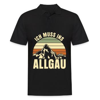 Allgäu Wandern Allgäuer - Männer Poloshirt - Schwarz - Vorne - Kai (181cm)