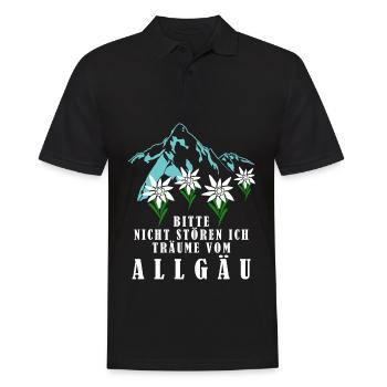 Allgäu Blumen Berge Allgäuer - Männer Poloshirt - Schwarz - Vorne - Kai (181cm)