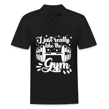 Dumbbell Fitness Strongman Bodybuilder Gym - Men's Polo Shirt - black - Front - Kai (181cm)