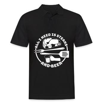 Griller des steaks et des maîtres du grill à la bière - Polo Homme - noir - Devant - Kai (181cm)