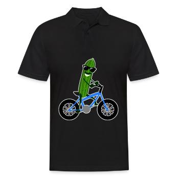 Gurke auf Fahrrad Gurken - Männer Poloshirt - Schwarz - Vorne - Kai (181cm)