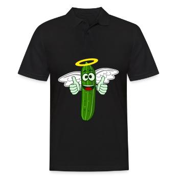 Gurke Engel Gurken - Männer Poloshirt - Schwarz - Vorne - Kai (181cm)