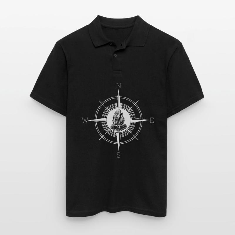 Campfire Fire Pit Compass Men's Polo Shirt